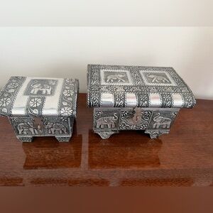 Ornate Silver Elephant Jewelry Box - Decorative Jewelry Organizer